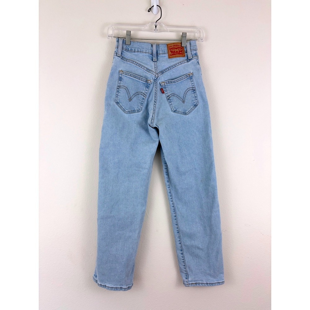 Levis Ribcage Straight Ankle Jeans Light Wash High Rise‎ Button Fly Size 24